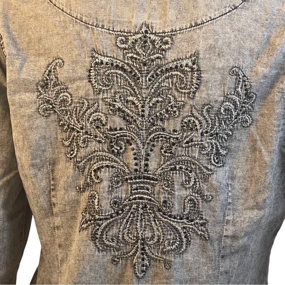 Maurices Premium Gray Washed Denim Button Up Shirt - Picture 7 of 10